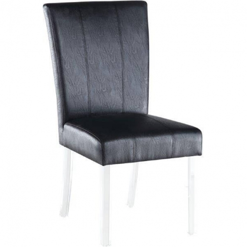 4038 Curved Back Dining Chair in Black Leatherette & Acrylic (Set of 2)